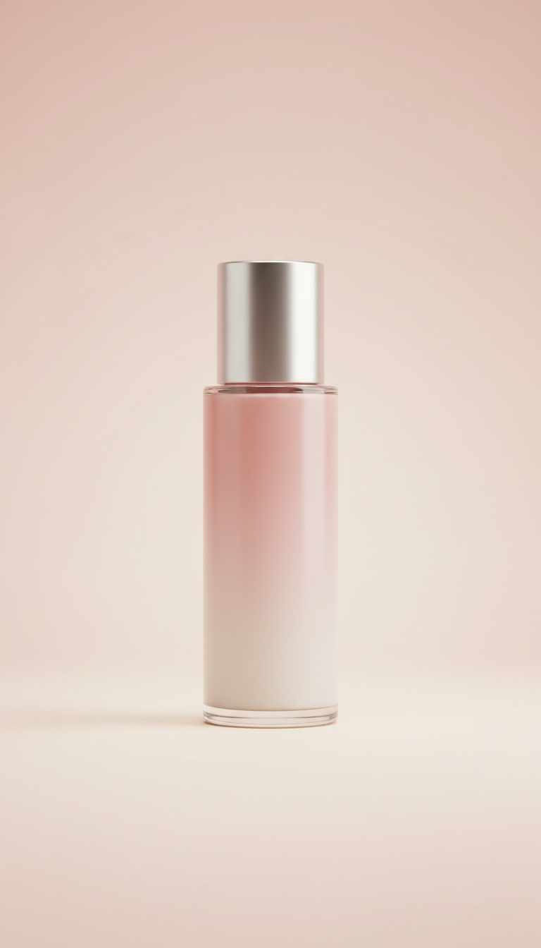 Facial serum with pink-creme gradient