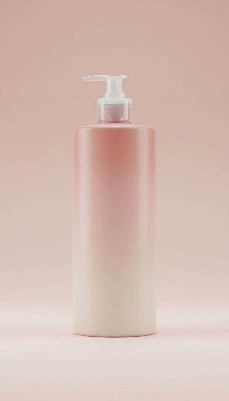 Hydrating body wash with pink-creme gradient