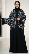 Stunning Batwing Open White khaleeji  Embroidery Abaya