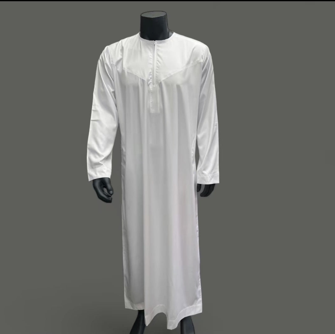 White Cotton Style Omani -- Men's Thobes/Jubbah