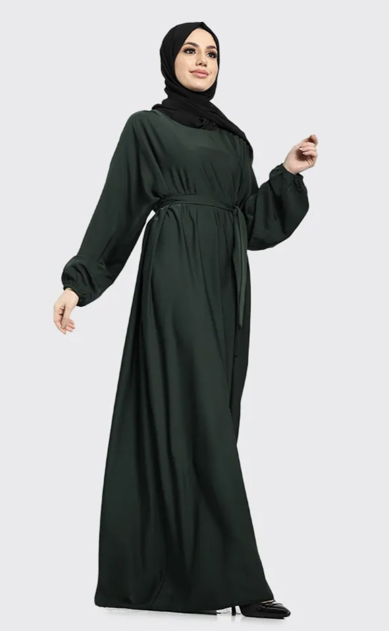 Basic Bottle Green Nida Abaya