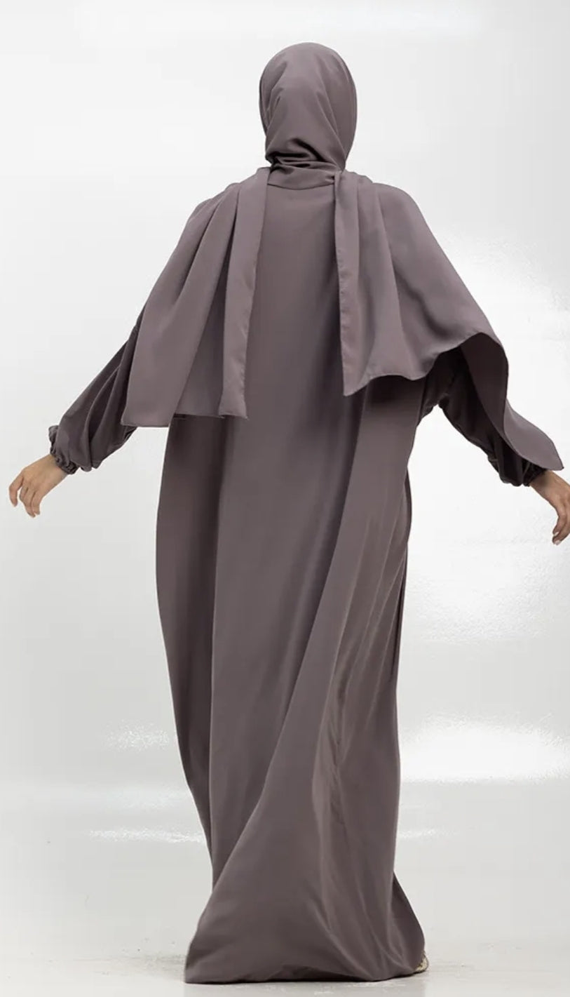 Mauve Instant Hijab Abaya