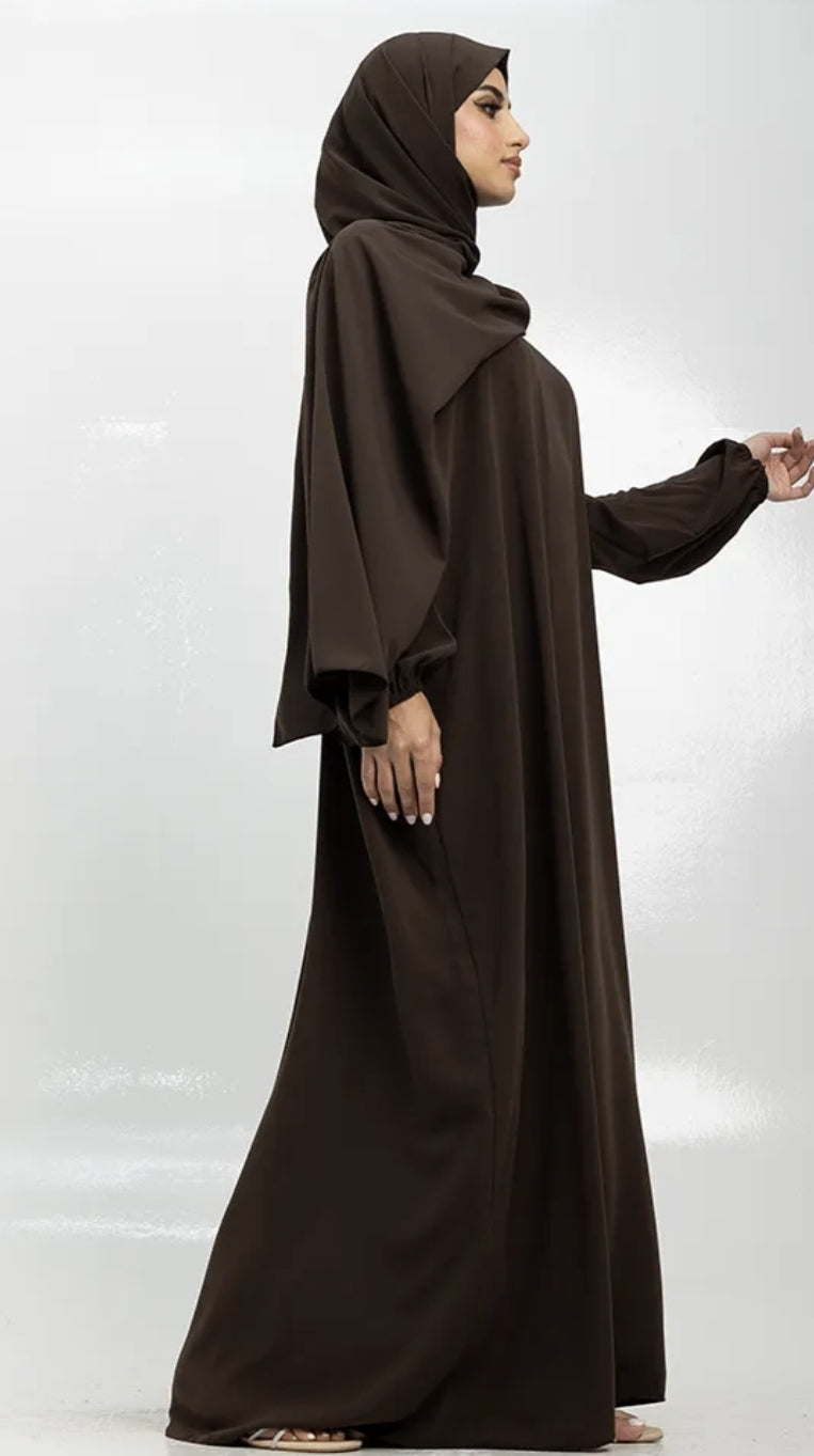 Brown Instant Hijab Abaya