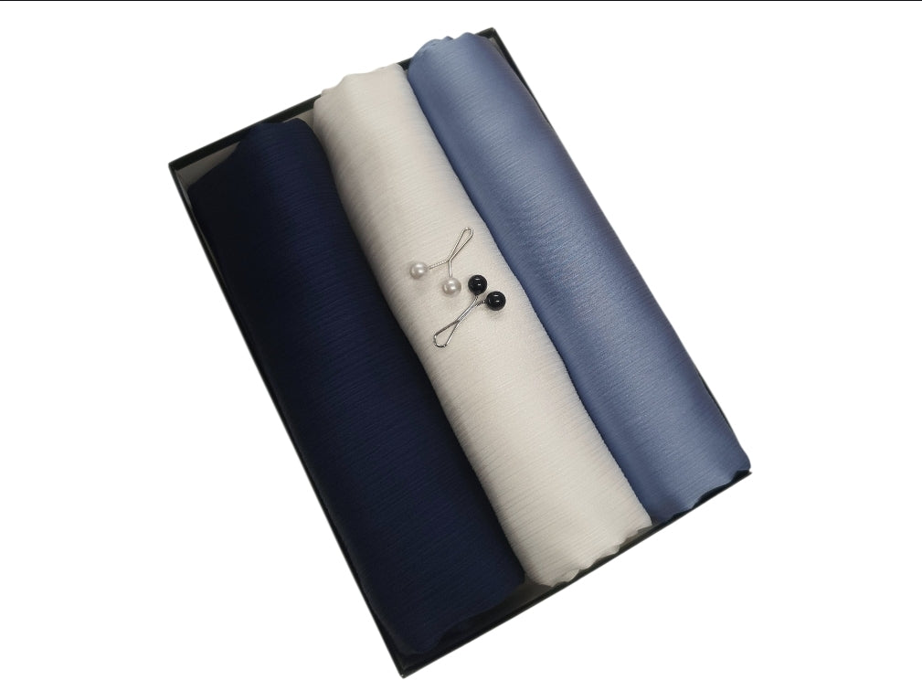 Satin Crape Hijab Gift Box 3 Hijabs for any Special Occasion