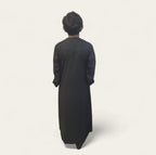 Black Omani Style Boys Thobe/Jubbah