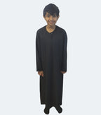 Black Omani Style Boys Thobe/Jubbah