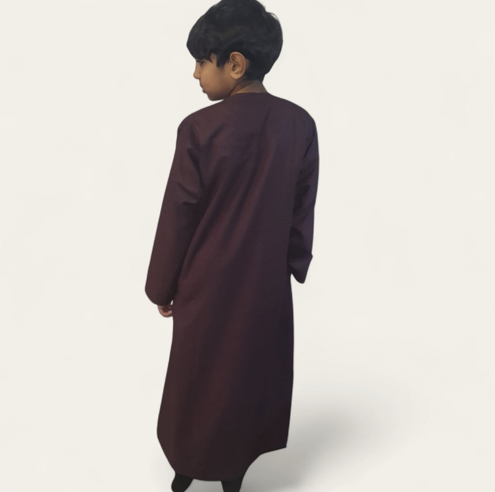 Plum Omani Style Boys Thobe/Jubbah