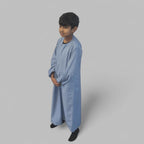 Denim Blue Cotton Omani Style Boys Thobe