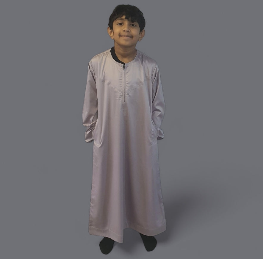 Lilac Shiny Omani style boys thobe