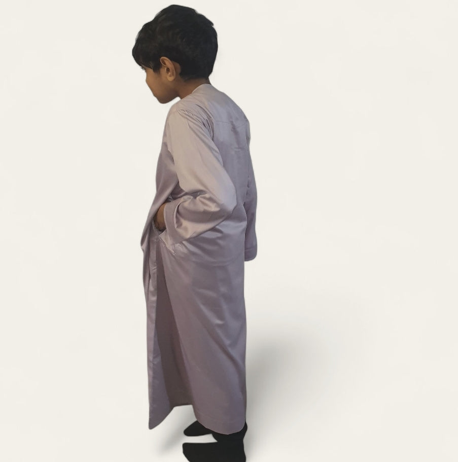 Lilac Shiny Omani style boys thobe