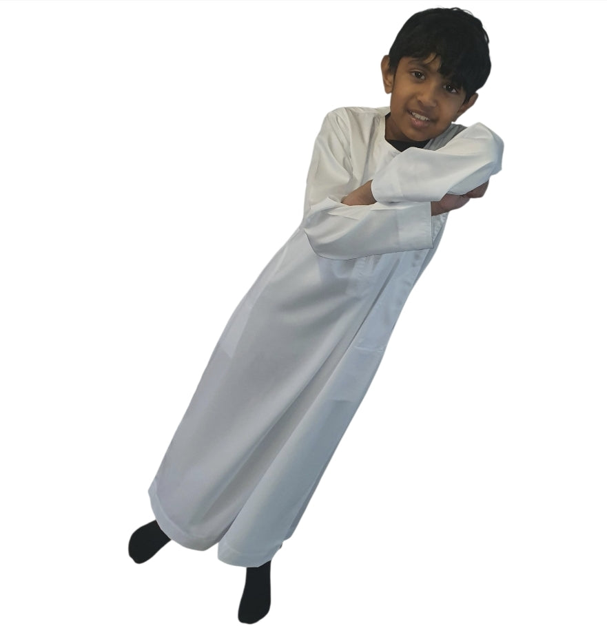 Off White shiny boys thobe Omani Style