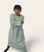 Mint Green Cotton Boys Thobe Omani Style Traditional Islamic Clothing for Kids