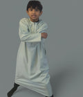 Mint Green Cotton Boys Thobe Omani Style Traditional Islamic Clothing for Kids