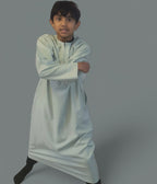 Mint Green Cotton Boys Thobe Omani Style Traditional Islamic Clothing for Kids