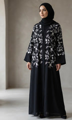 Stunning Batwing Open White khaleeji  Embroidery Abaya